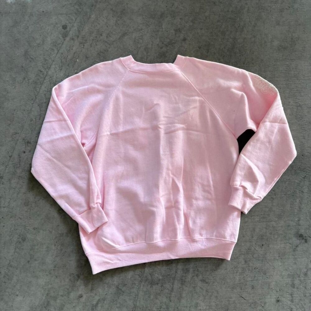 vintage pink crochet lace sweater. very nice embroidery  size large woman's - Picture 3 of 6